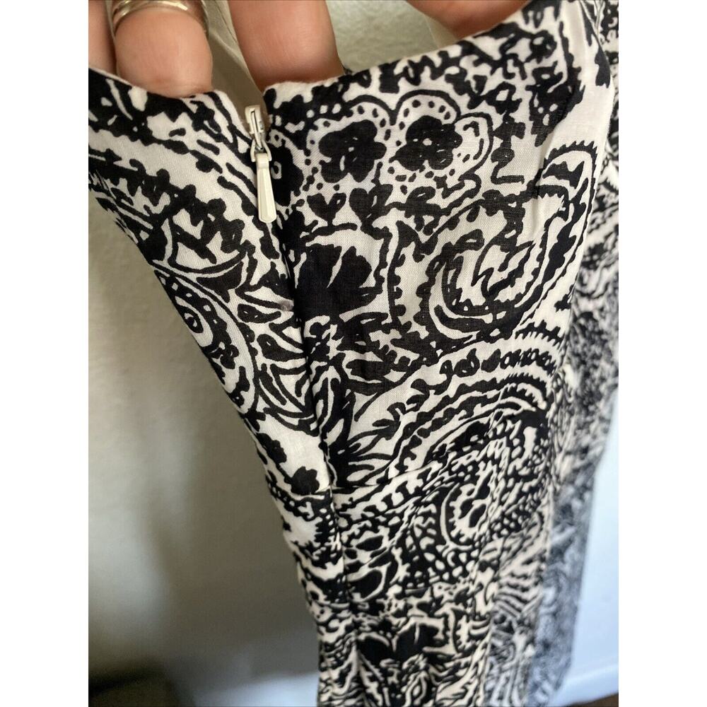 Lands End Dress Women’s Sz 2 White Black Paisley Faux Wrap Lined A Line - Picture 7 of 9